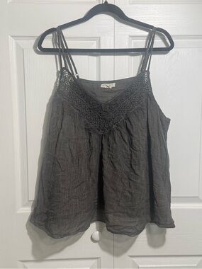 torrid Charcoal Crochet V-Yoke Double Strap Camisole